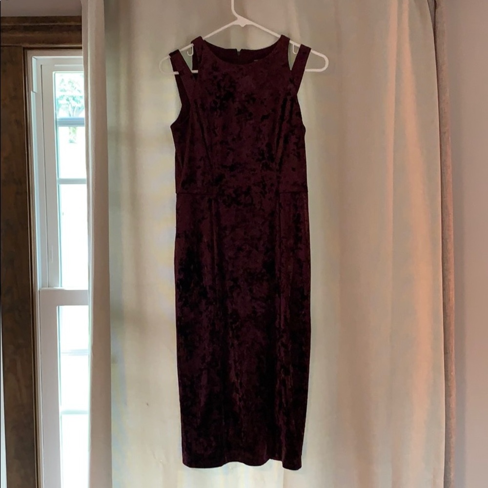 Maroon Crushed velvet cocktail dress
